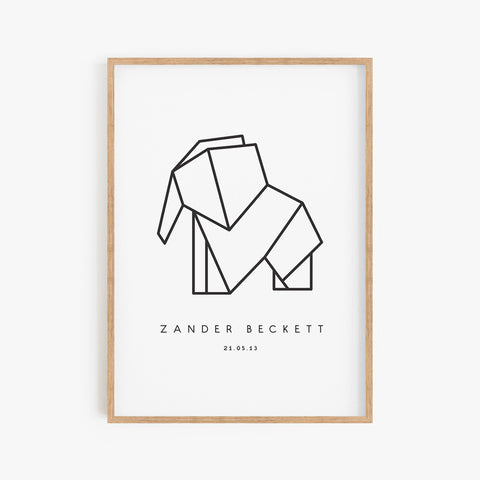 Origami Elephant Print