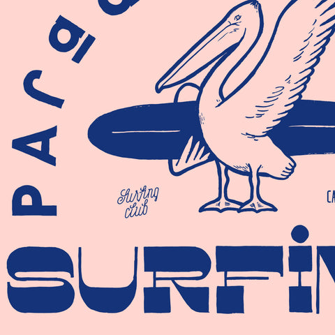 Surfing Pelican Print
