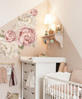 Peonies - Cream & Pink - Stickaroo Wall Decor